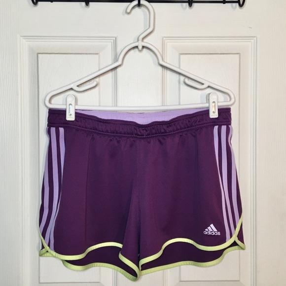 adidas Pants - Adidas Purple & Neon Yellow Climalite Shorts